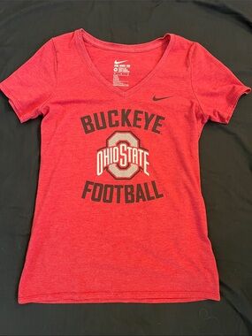 Nike Red Ohio State Buckeye Football V-Neck Tee